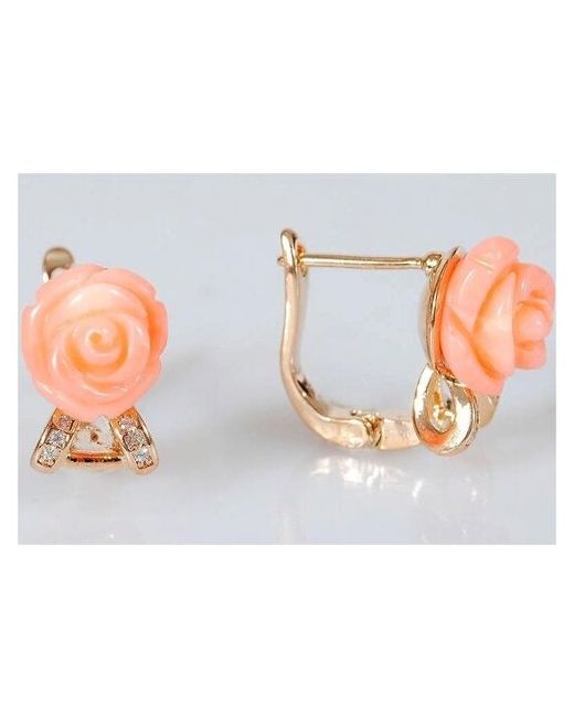 Lotus Jewelry Серьги с кораллом Розочка бант