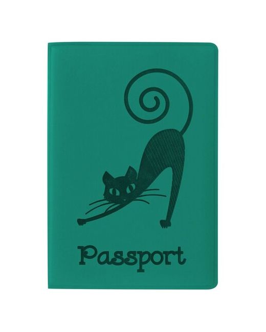 Staff Обложка для паспорта мягкий полиуретан Кошка бирюзовая
