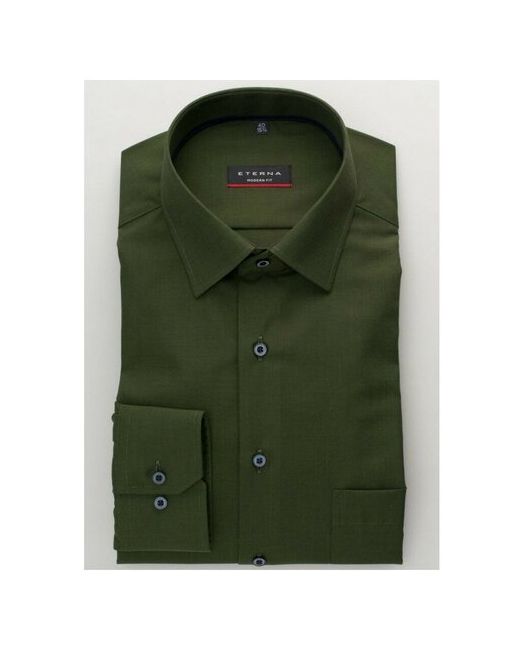 Eterna Рубашка зеленого цвета Modern Fit длинный рукав Non Iron
