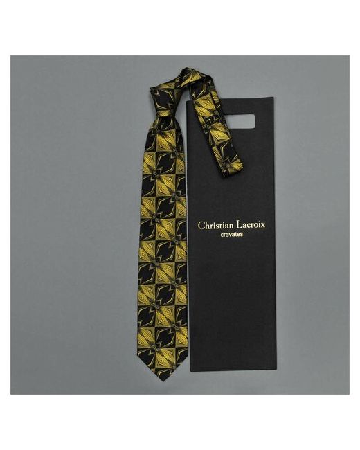 Christian Lacroix Стильный черный галстук с желтым узором геометрия 836621