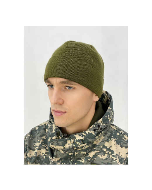 Военный коллекционер Зимняя шапка на флисе армейская бини с отворотом защитного цвета