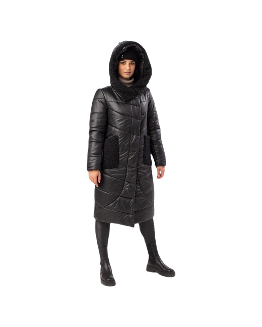 Дюто Модная куртка зимняя удлиненная пуховик с карманами и капюшоном модели Верона