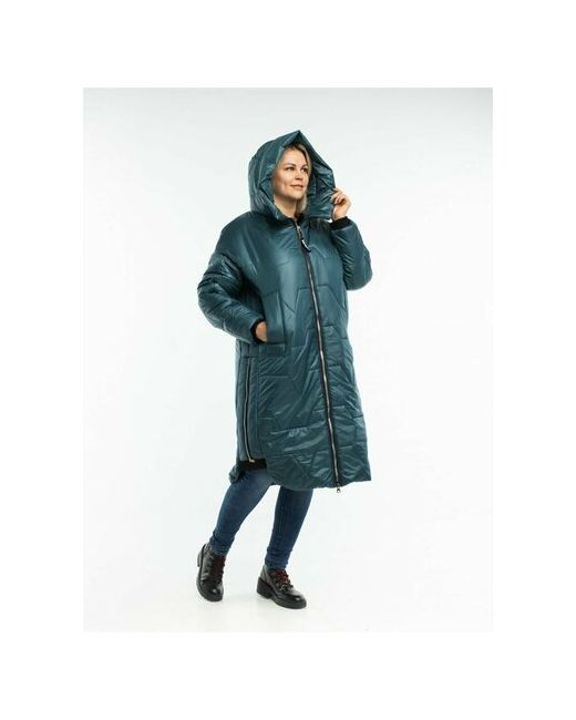 Дюто Зимняя модная куртка пуховик на молнии с капюшоном удлиненная модели Селена от бренда