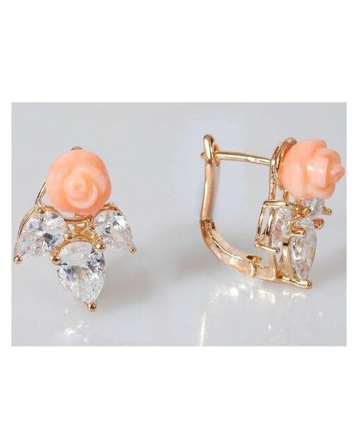 Lotus Jewelry Серьги с кораллом Розочка ободки