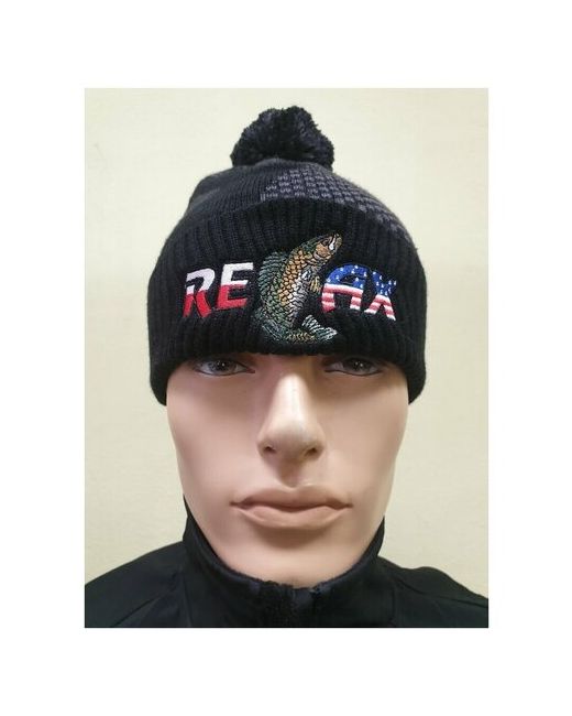 Relax Фирменная вязанная шапка подкладка флис черная с серым 58