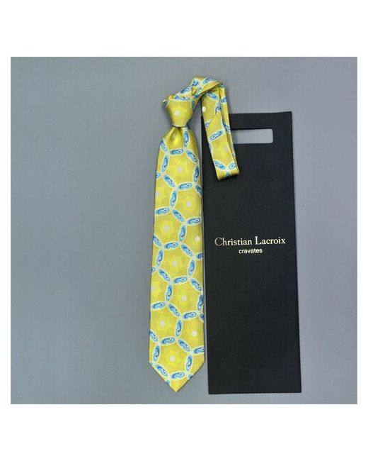 Christian Lacroix Яркий желтый галстук с красивым голубым узором 836615