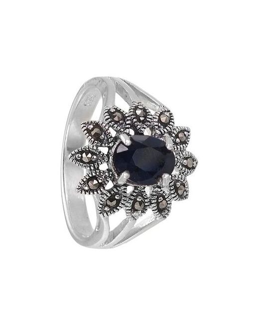 Серена-Сильвер Серебряное кольцо Астра с сапфиром и марказитами