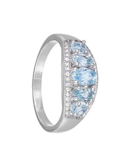 Серена-Сильвер Серебряное кольцо Чары с голубыми топазами и фианитами