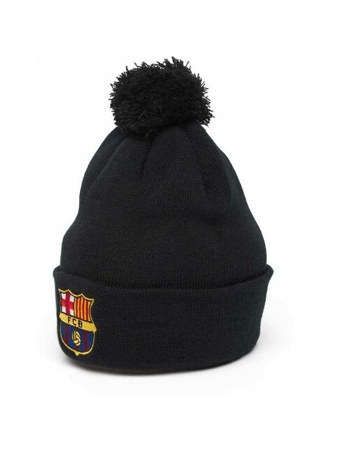 Atributika &amp; Club™ Шапка с помпоном ФК Барселона черная шапка FC Barcelona Атрибутика и клуб зимняя.