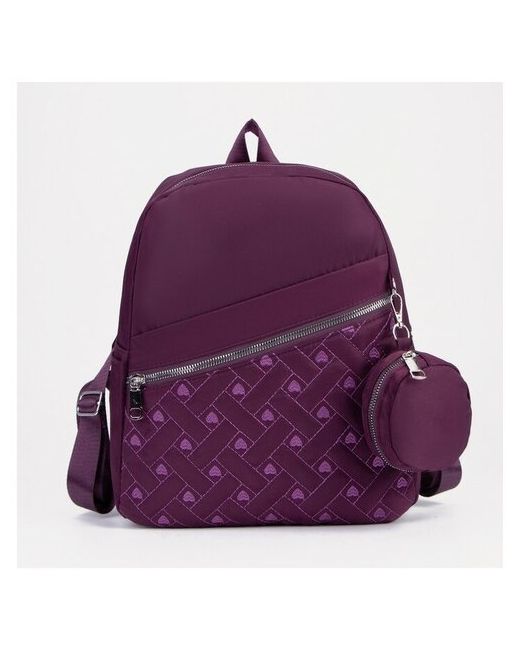 RecoM Рюкзак на молнии наружный карман 2 боковых кармана кошелёк фиолетовыйВ наборе1шт
