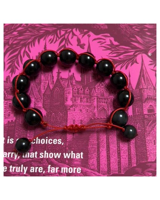 Magical Bracelets Браслет плетеный обсидиан с красной нитью 12 мм