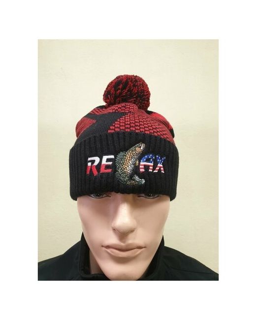 Relax Фирменная вязанная шапка красная с черным 56