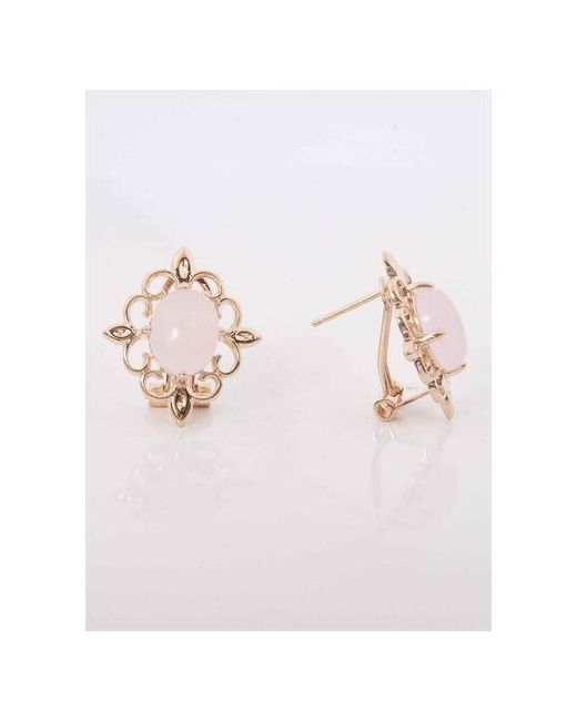 Lotus Jewelry Серьги с розовым кварцем Констанция