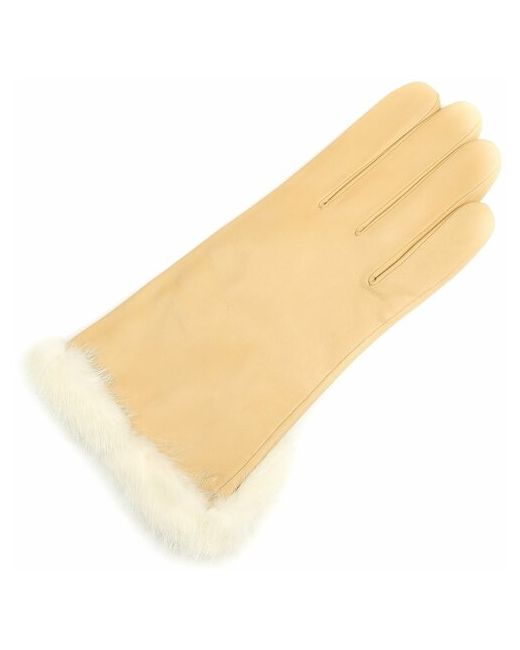 Finnemax Перчатки кожаные утепленные с отделкой мехом норки размер 7 песочные.