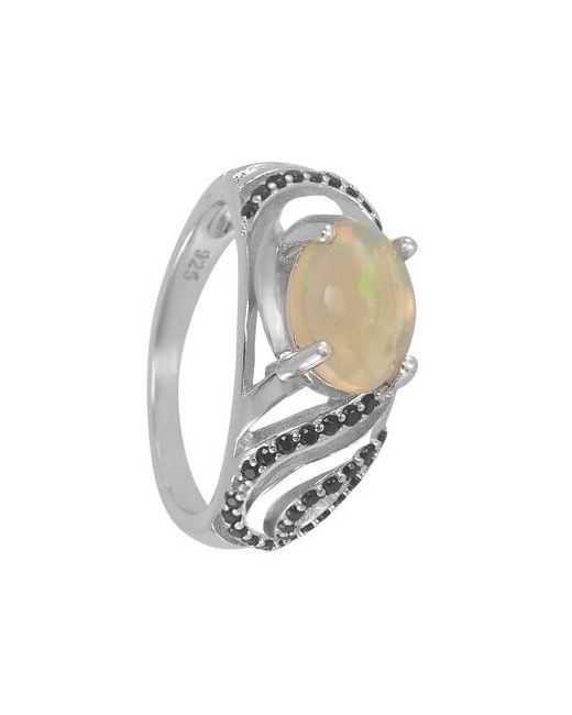 Серена-Сильвер Серебряное кольцо Динара с опалом и чёрной шпинелью