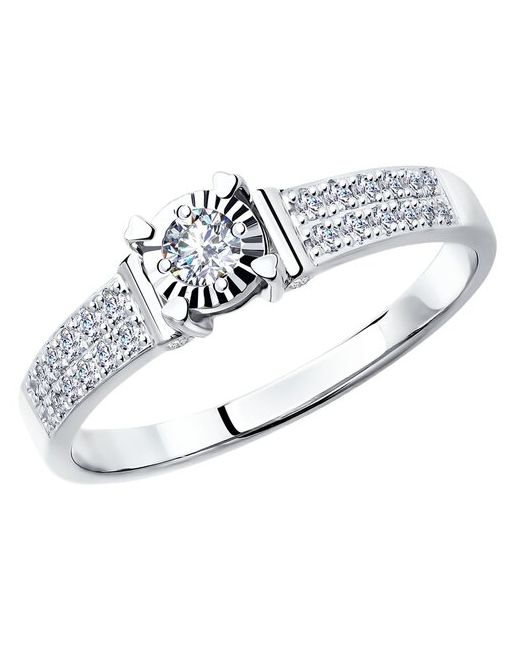 Sokolov Стильное кольцо из белого золота c бриллиантами 1011116