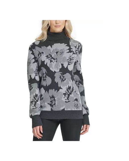 Dkny Свитер S с принтом светло цветы горлом Turtleneck Floral Sweater Gray
