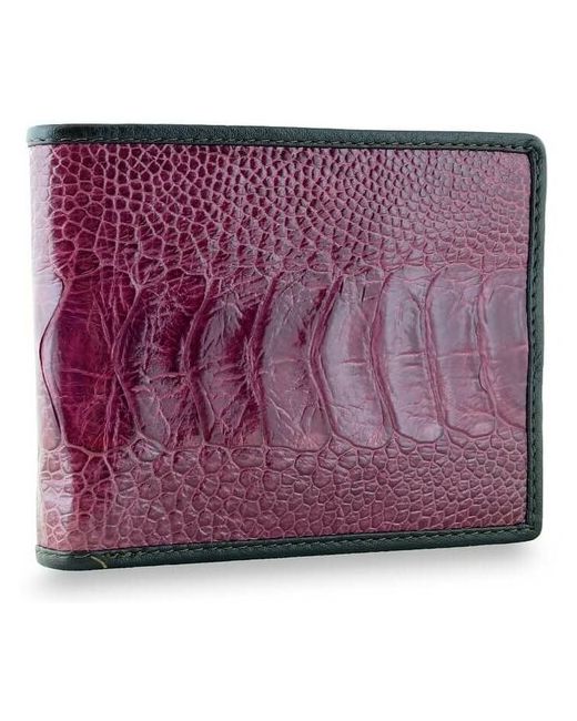 Exotic Leather Стильный страусовый кошелек баклажанного цвета