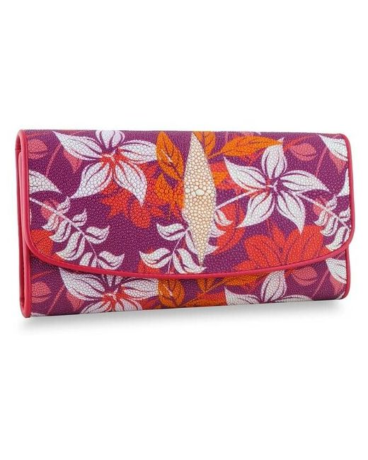 Exotic Leather Красивый кошелек из кожи ската с рисунком цветов