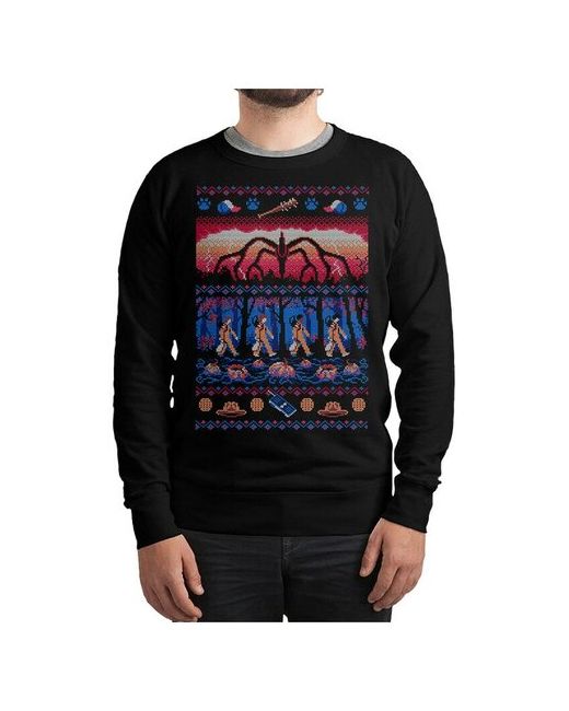 Dream Shirts Свитшот с новогодним узором Очень странные дела Толстовка Черная Размер 48
