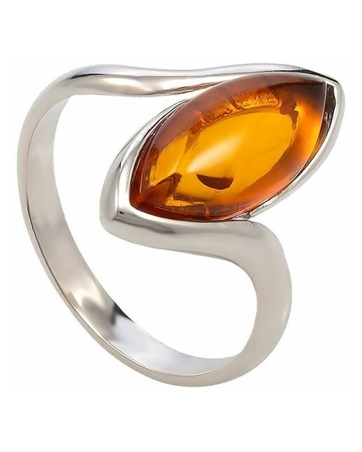 Амберпрофи Стильное серебряное кольцо с натуральным коньячным янтарем Луция