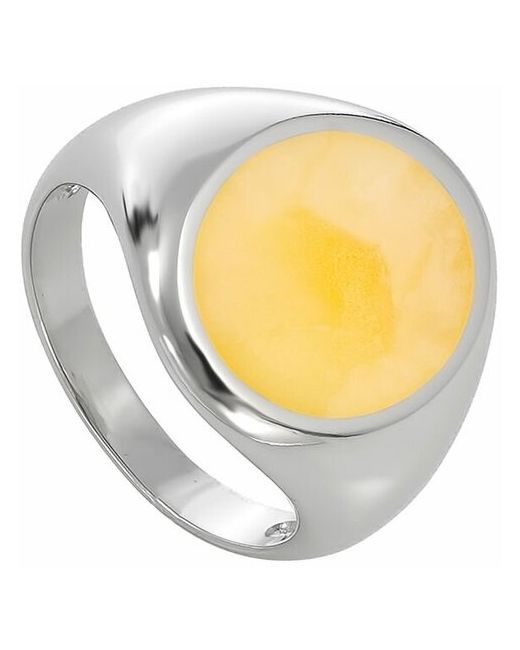 Амберпрофи Стильное кольцо с натуральным молочным янтарем