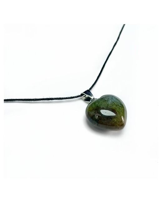 GrowUp Кулон Сердечко из натурального камня со шнурком изумрудно-зеленая Яшма 2 см