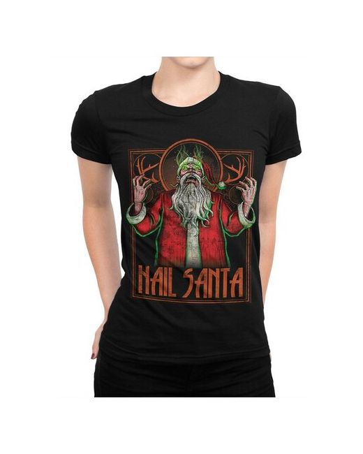 Dream Shirts Футболка с принтом Санта Клаус Hail Santa Черная 2XL