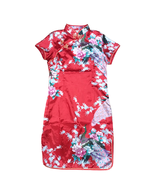 VITtovar Китайское платье Ципао с цветами и павлинами размер XL