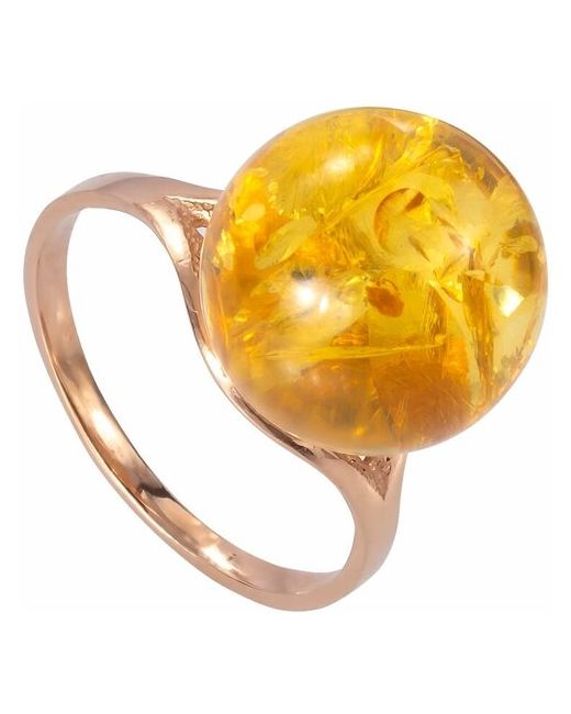Амберпрофи Позолоченное кольцо с искрящимся лимонным янтарем Диор