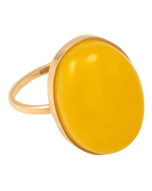 Амберпрофи Классическое золотое кольцо с натуральным желтым янтарем