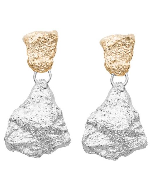 SI - Stile Italiano Серьги Sassi подвесные на пусете из серебра 925 с покрытием белым родием и желтым золотом