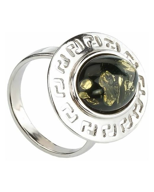 Амберпрофи Серебряное кольцо с натуральным зеленым янтарем Македония