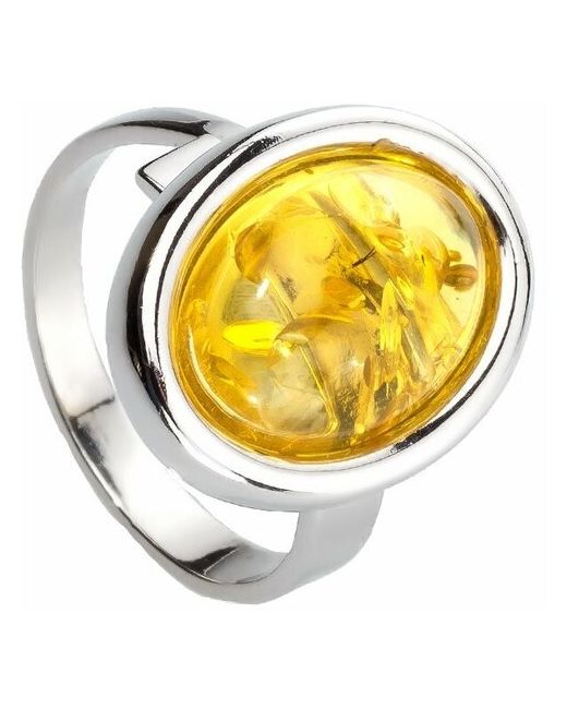 Амберпрофи Классическое серебряное кольцо с лимонным янтарем Анталия