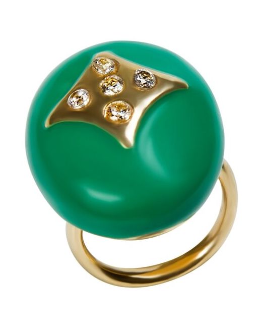 SI - Stile Italiano Кольцо Bari из серебра 925 с зеленой эмалью и покрытием желтым золотом