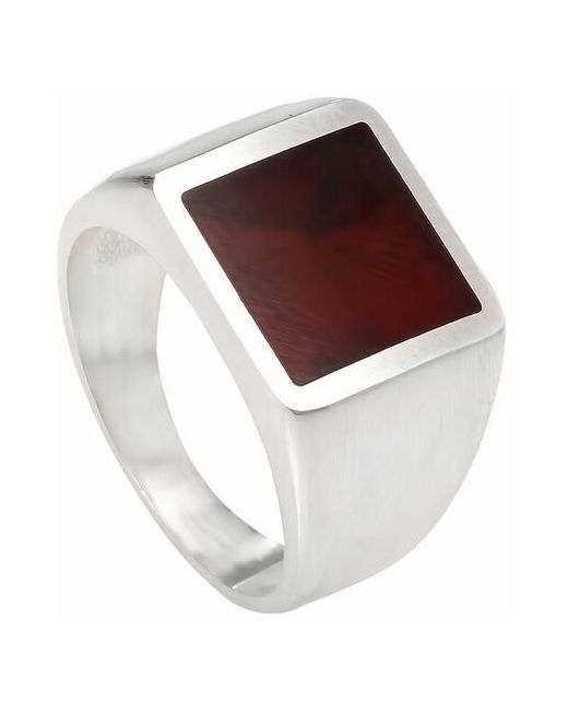 Амберпрофи Квадратное кольцо печатка с натуральным вишневым янтарем