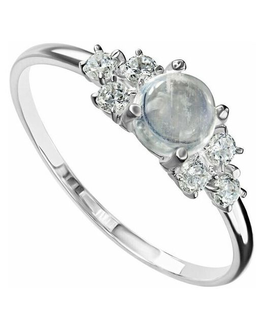 Lazurit-Online Серебряное кольцо с натуральным лунным камнем коллекция Нова покрытие Родий