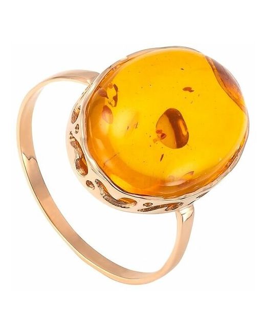 Амберпрофи Классическое золотое кольцо с натуральным балтийским янтарем
