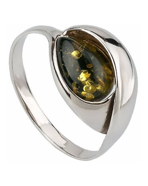 Амберпрофи Серебряное кольцо с натуральным зеленым янтарем Катрина