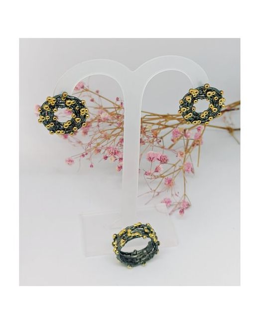 Filimati Комплект серьги и кольцо с посеребрением цирконами в подарочной коробочке