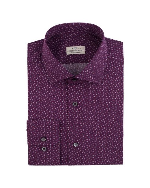 Colletto Bianco рубашка 000114-SF размер 42 176-182 принт листочки на фиолетовом