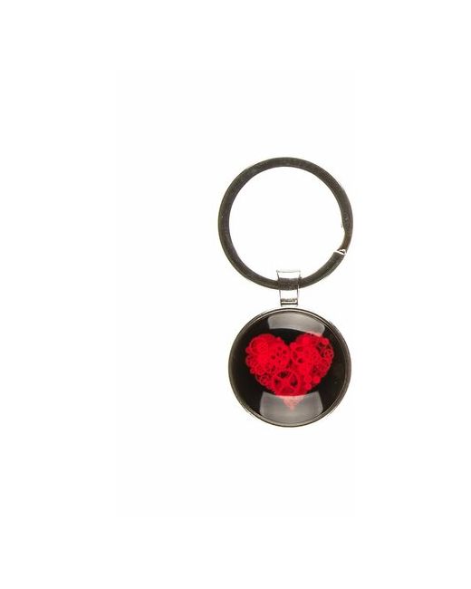 Darifly Брелок со стеклянной вставкой Механическое красное сердце на серебристом основании