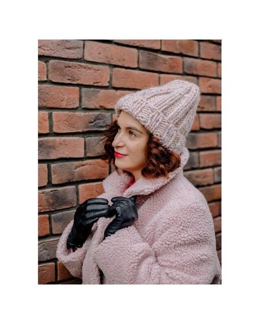 Danilova knitwear Шапка вязаная из 100 шерсти розовый с вкраплениями