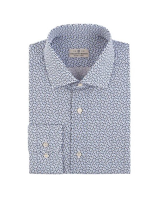 Colletto Bianco рубашка 000113-SF размер 42 176-182 принт листочки на белом