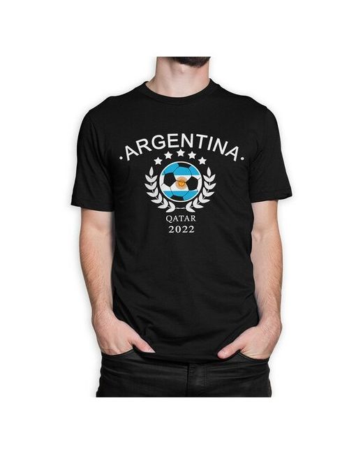 Dream Shirts Футболка Dreamshirts Studio с принтом Сборная Аргентины Чемпионат мира 2022 по футболу Черная XS