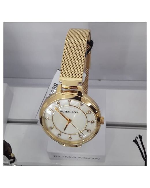 Romanson RM 0B15L LGWH кварцевые наручные часы с перламутровым циферблатом и кристаллами
