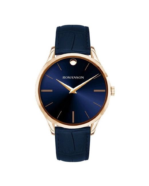 Romanson TL 0B06M MRBU наручные часы в синем дизайне со штриховыми индексами