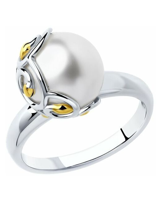 Sokolov Ажурное кольцо из золочёного серебра с жемчугом 94012451 размер 18