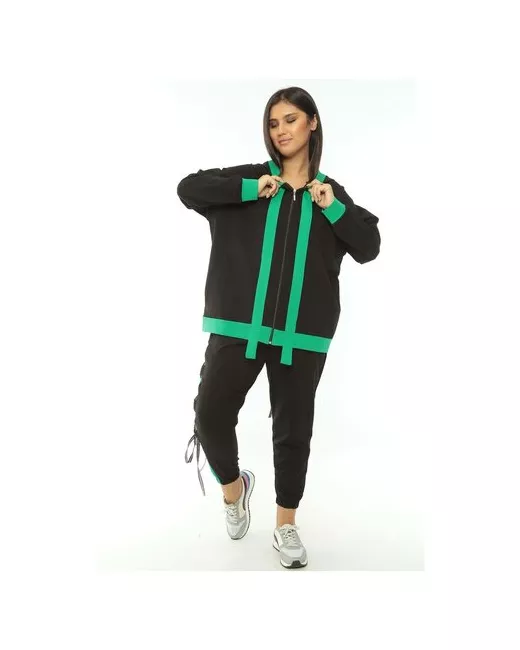 munna WOMAN COLLECTION Спортивный костюм брючный оверсайз черный с зеленым
