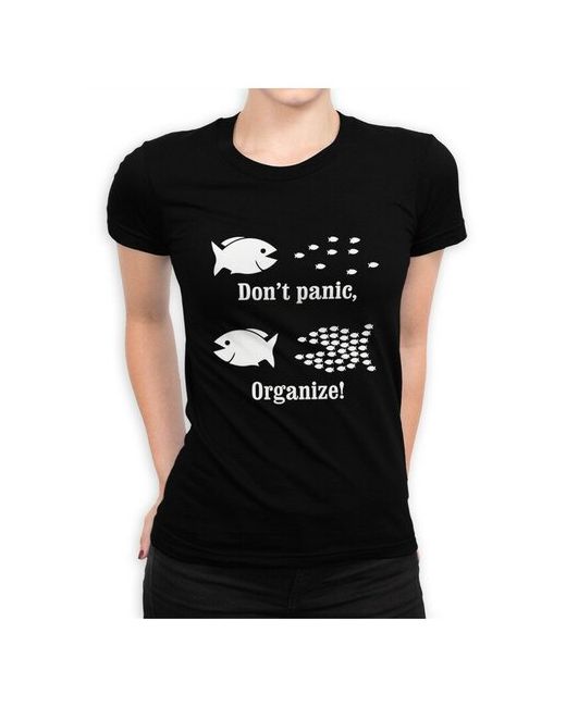 Dream Shirts Футболка Рыбки Dont Panic Organize Прикольная футболка с мемом Черная 3XL
